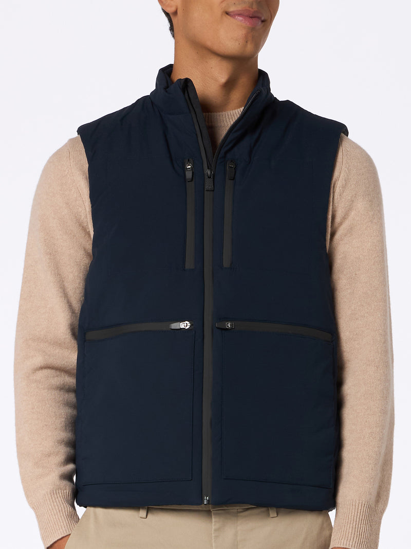 Man navy blue stretch fabric padded vest Vonn