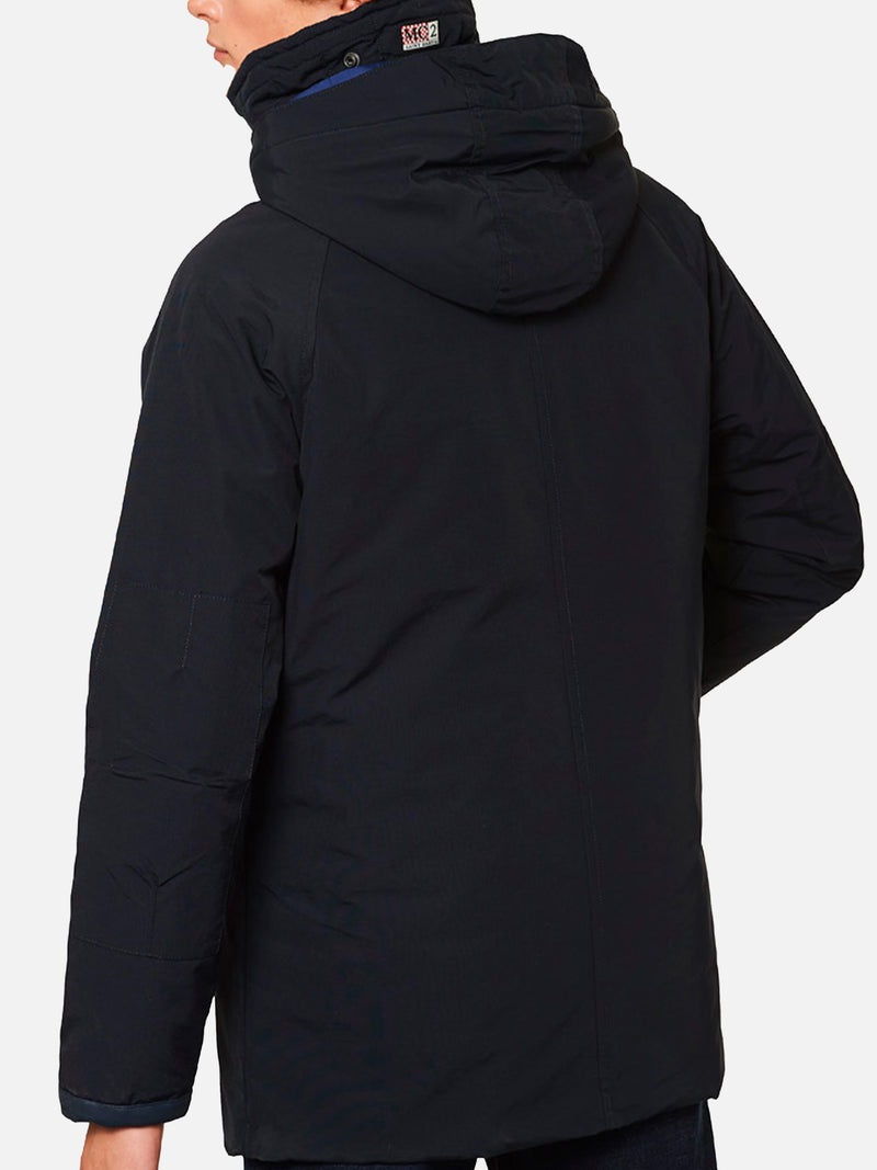 Blue navy blue hooded parka jacket Voyager