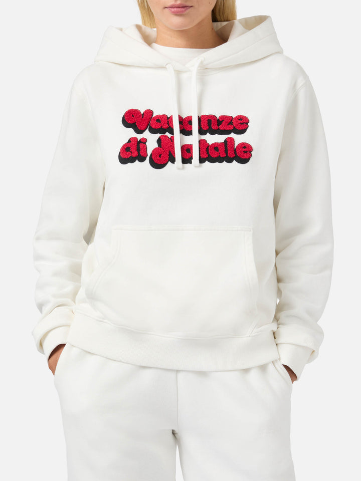 Virginia cotton hoodie in white with Vacanze di Natale embroidery | VACANZE DI NATALE SPECIAL EDITION