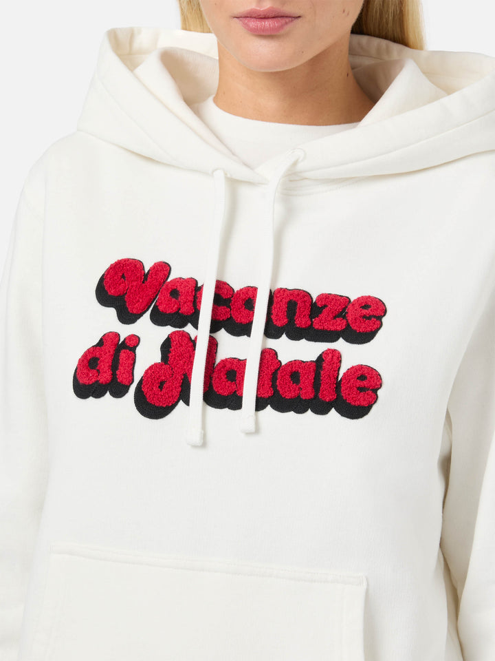 Virginia cotton hoodie in white with Vacanze di Natale embroidery | VACANZE DI NATALE SPECIAL EDITION