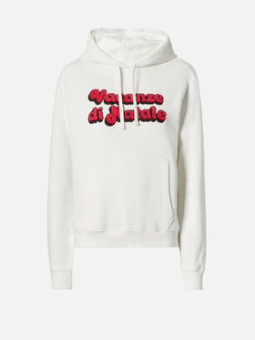 Virginia-Kapuzenpullover aus Baumwolle in Weiß mit „Vacanze di Natale“-Stickerei | VACANZE DI NATALE SONDERAUSGABE