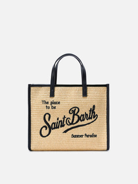 Vivian medium straw effect bag with black embroidered logo