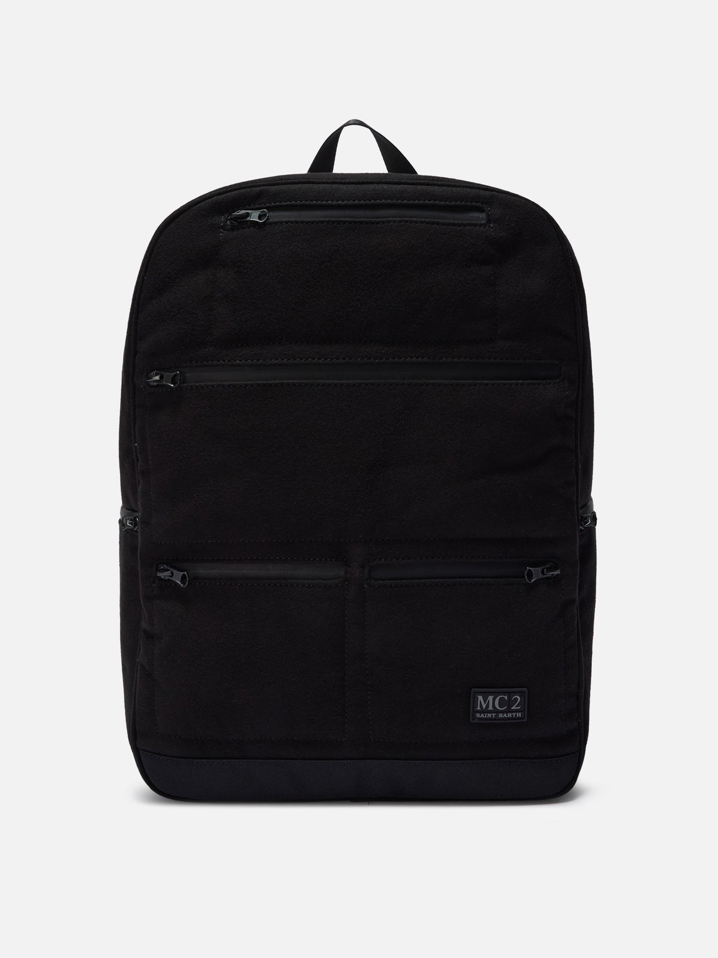 Wallin Felt Backpack in wool blend Black with leather details