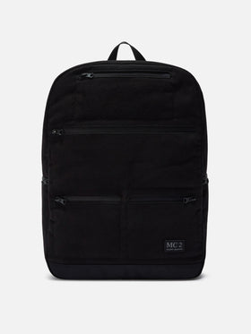Wallin Felt Backpack in wool blend Black with leather details