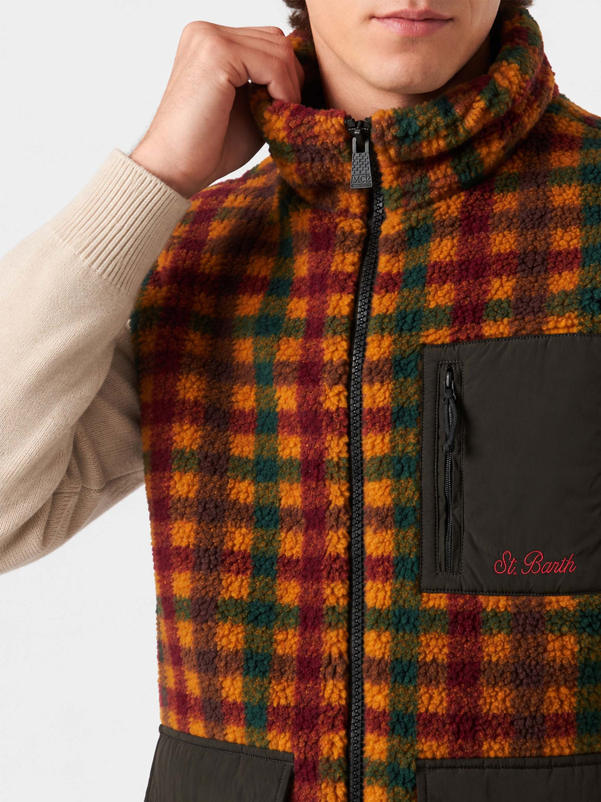 Wanaka Sherpa-Weste mit karierten Taschen 