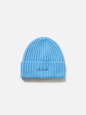 Man dusty blue cashmere blend hat Wengen - MC2 Saint Barth