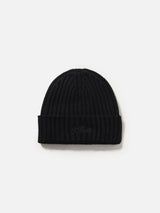 Man black cashmere blend ribbed hat Wengen