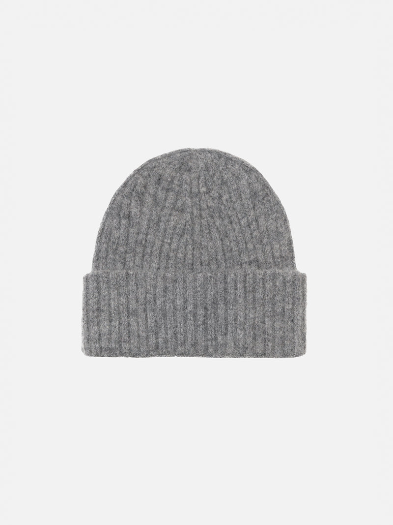 Man mélange grey stretch alpaca ribbed hat Wengen