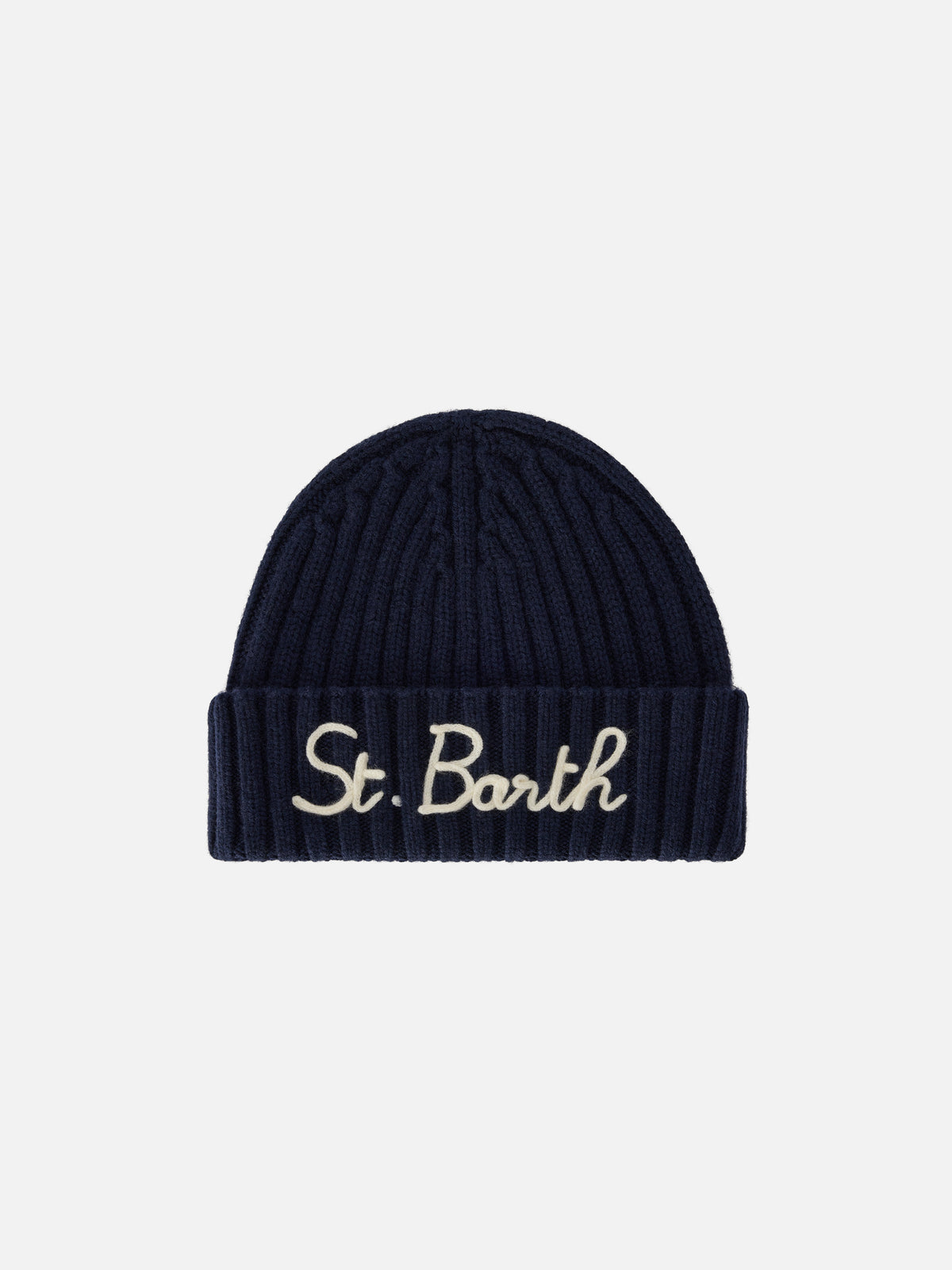 Berretto Wengen blu navy con ricamo St. Barth