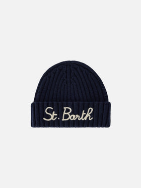 Berretto Wengen blu navy con ricamo St. Barth