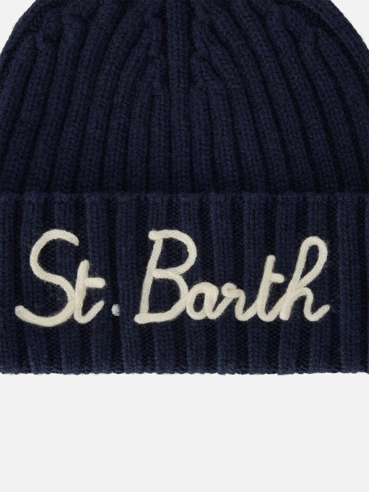 Navy blue Wengen beanie with St. Barth embroidery