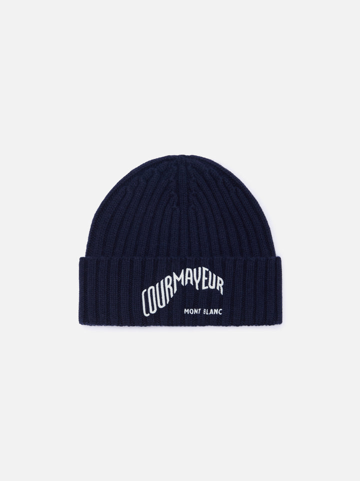Berretto Wengen blu navy con ricamo Courmayeur | Special edition