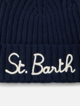 Man navy blue cashmere blend hat Wengen