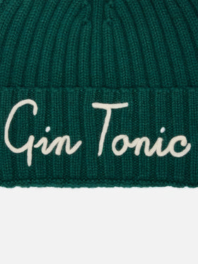 Berretto Wengen in misto cashmere verde inglese con ricamo Gin Tonic