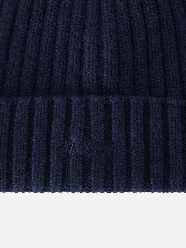 Navy blue Wengen beanie with St. Barth embroidery