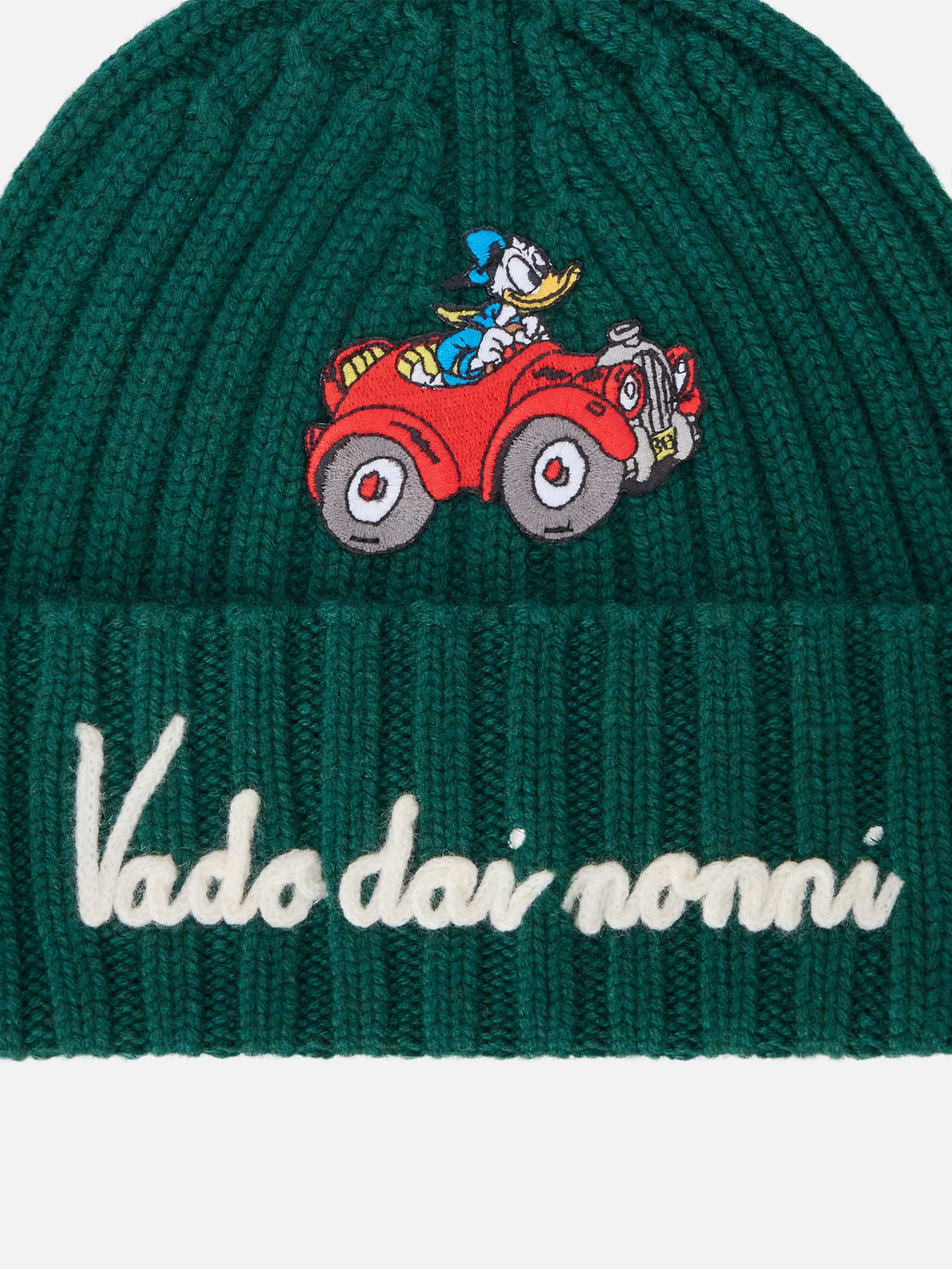 Bonnet Wengen vert avec broderie Vado Dai Nonni | Special edition 