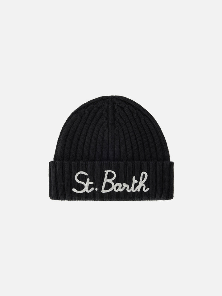 Black Wengen beanie with St. Barth embroidery