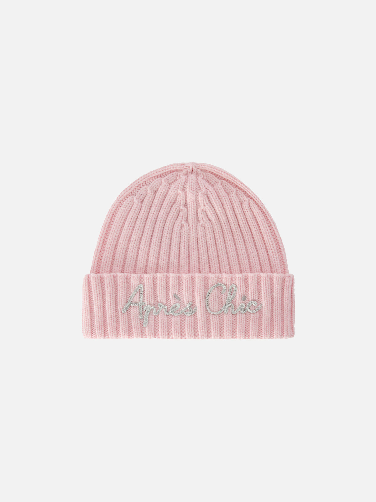 Gorro beanie Wengen rosa con bordado Après Chic 