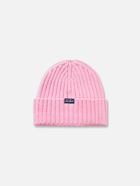 Woman pink ribbed hat Wengen with Queen embroidery - MC2 Saint Barth