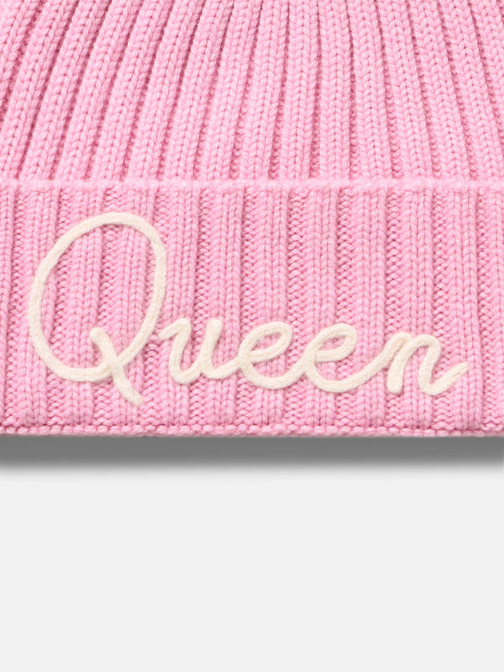 Woman pink ribbed hat Wengen with Queen embroidery - MC2 Saint Barth