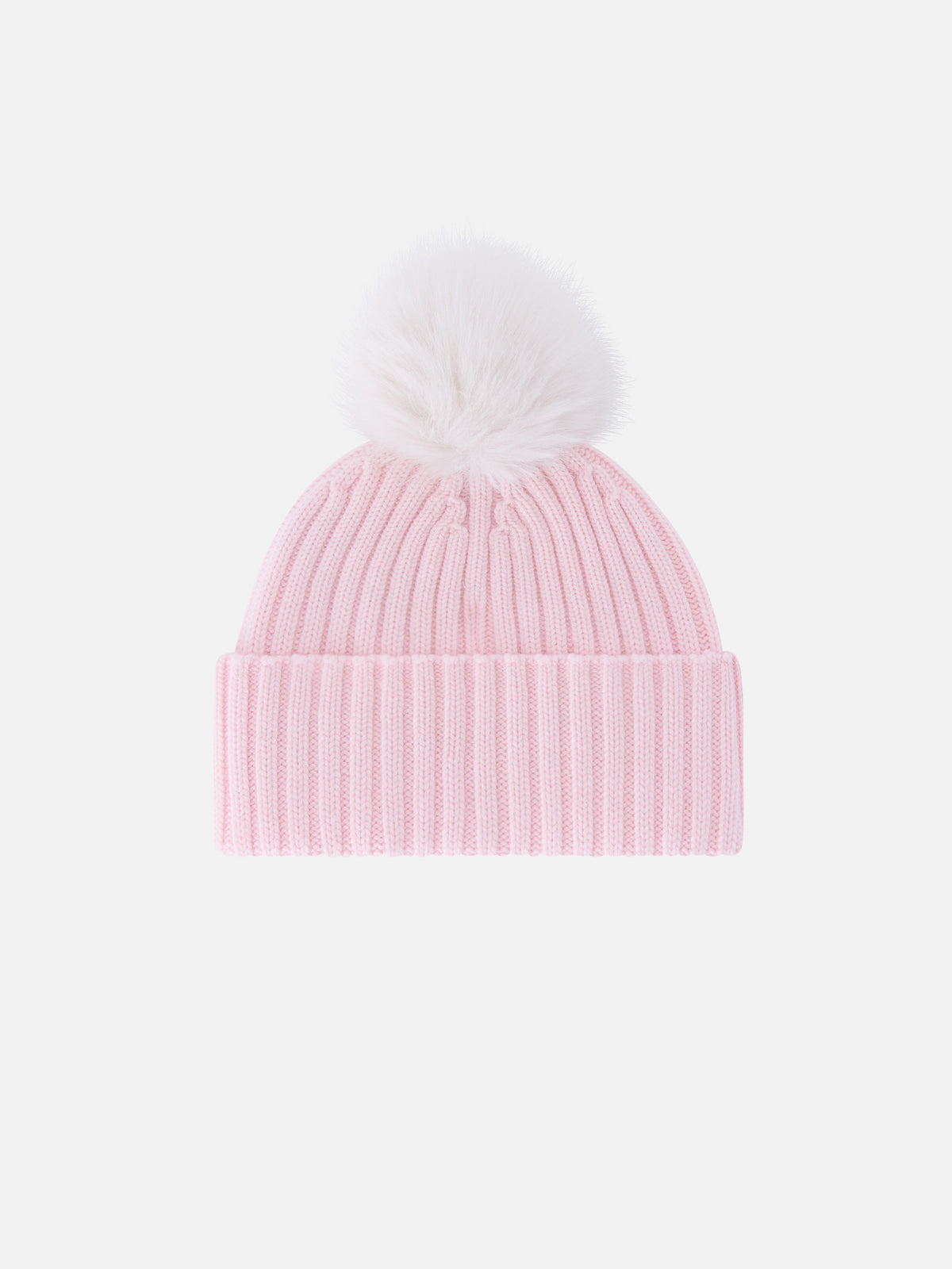 Berretto Wengen rosa con pompon e ricamo St. Barth