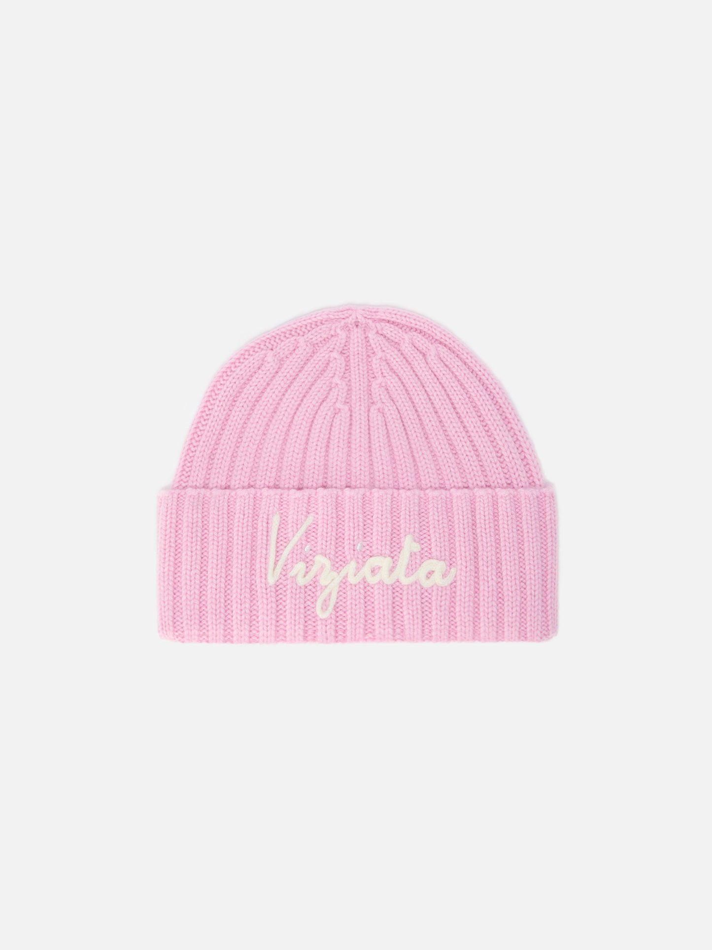 Wengen beanie in cashmere blend in pink with Viziata embroidery