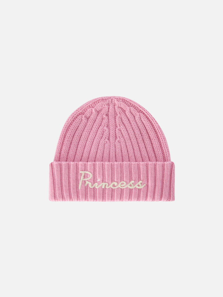 Gorro beanie Wengen rosa con bordado Princess 