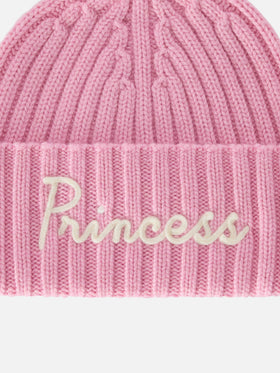 Gorro beanie Wengen rosa con bordado Princess 