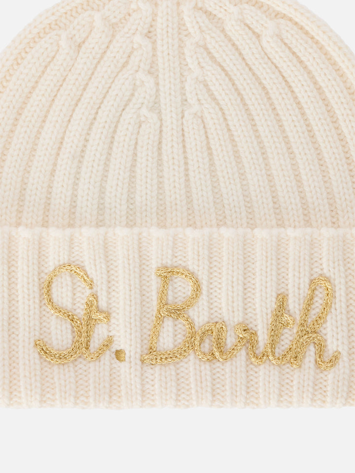 Berretto Wengen panna con ricamo logo