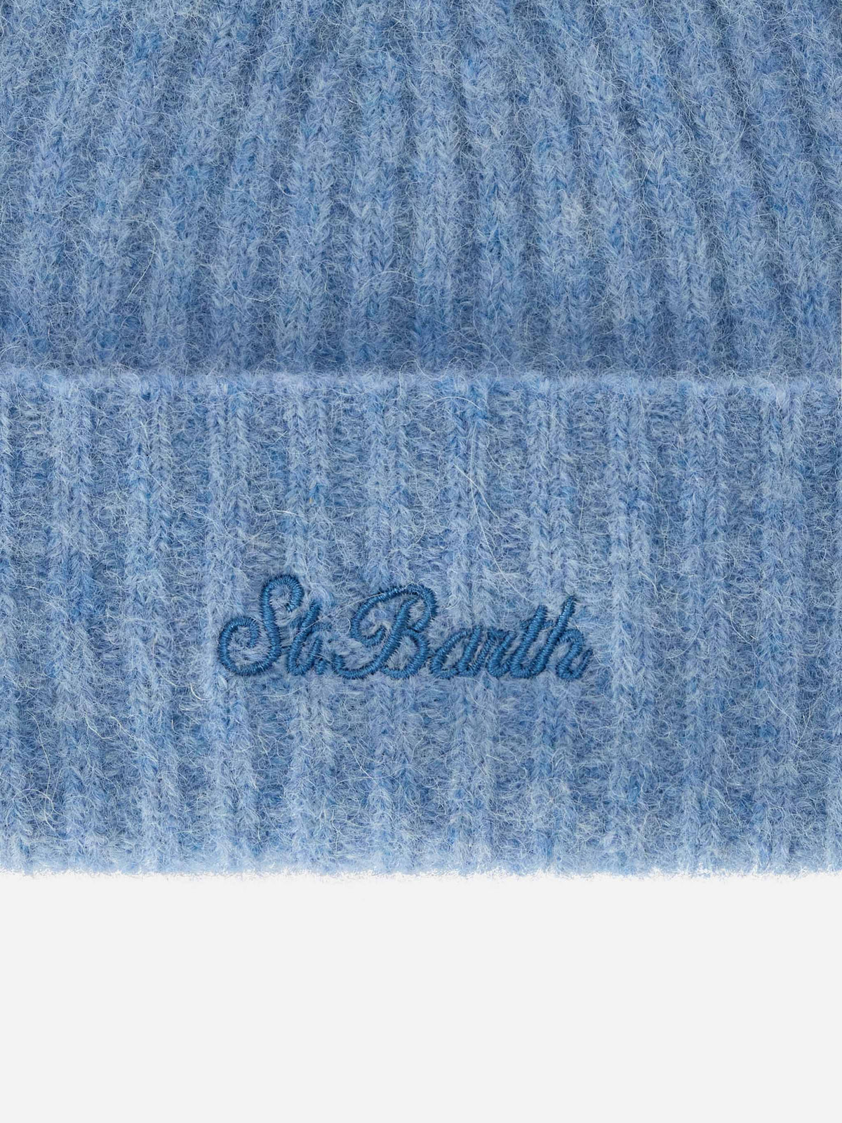 Light blue Wengen alpaca blend beanie with logo embroidery