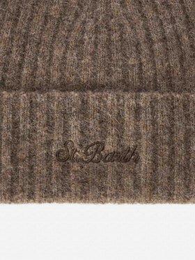 Beanie Nut Wengen aus Alpaka-Mischung mit Logostickerei 