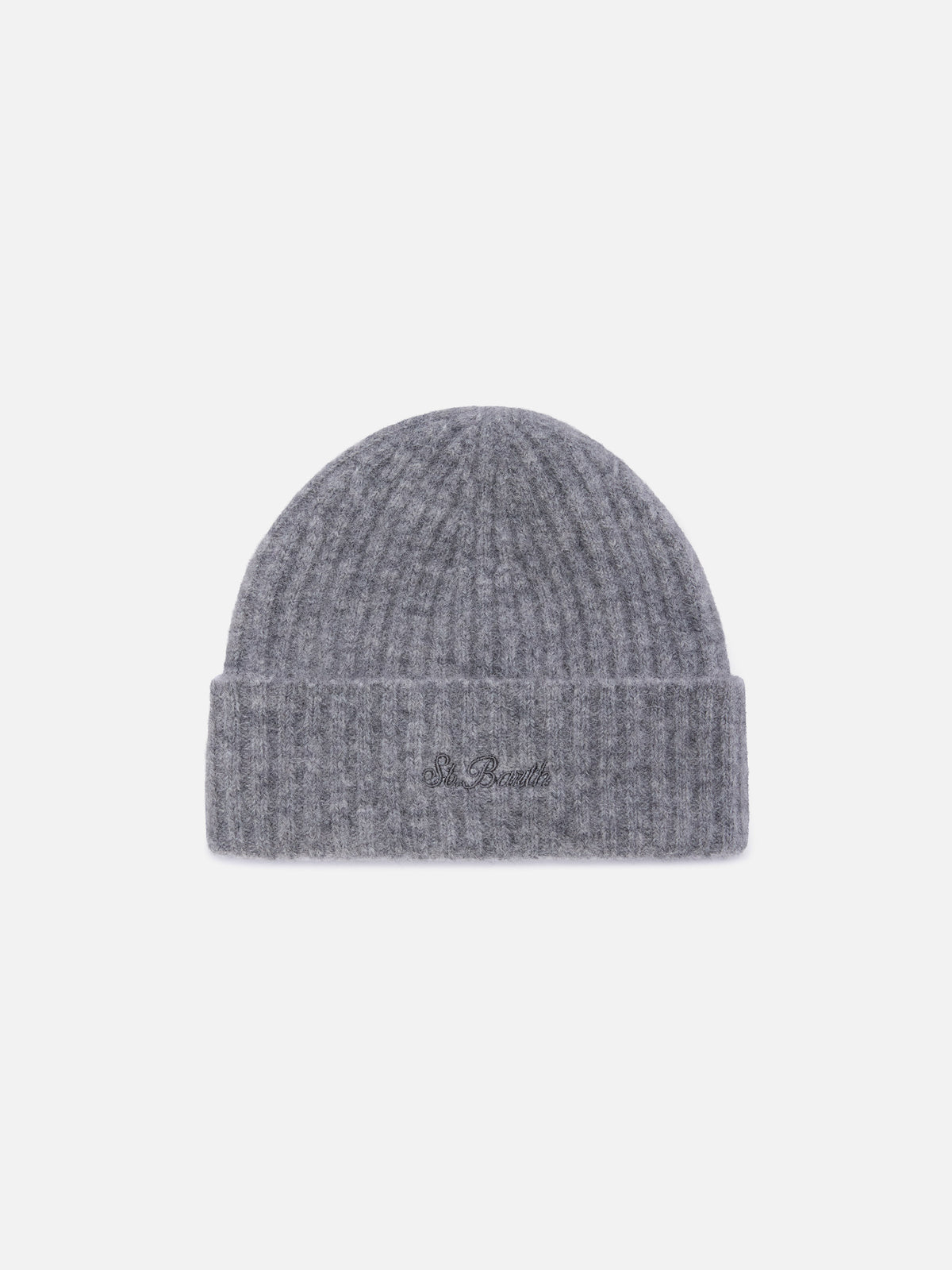 Gorro beanie Wengen gris en mezcla de alpaca con bordado del logo 