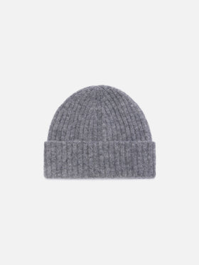 Gorro beanie Wengen gris en mezcla de alpaca con bordado del logo 