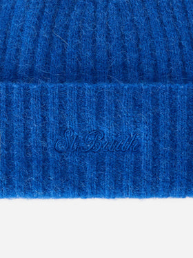 Royal blue Wengen Beanie aus Alpakamischung 