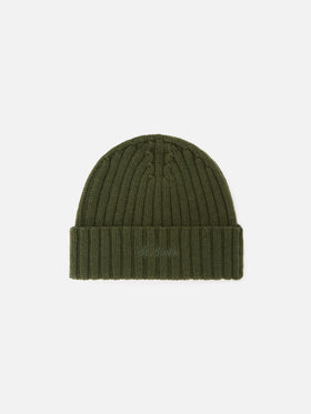 Wengen Woll-Beanie in Military-Grün mit Logostickerei 