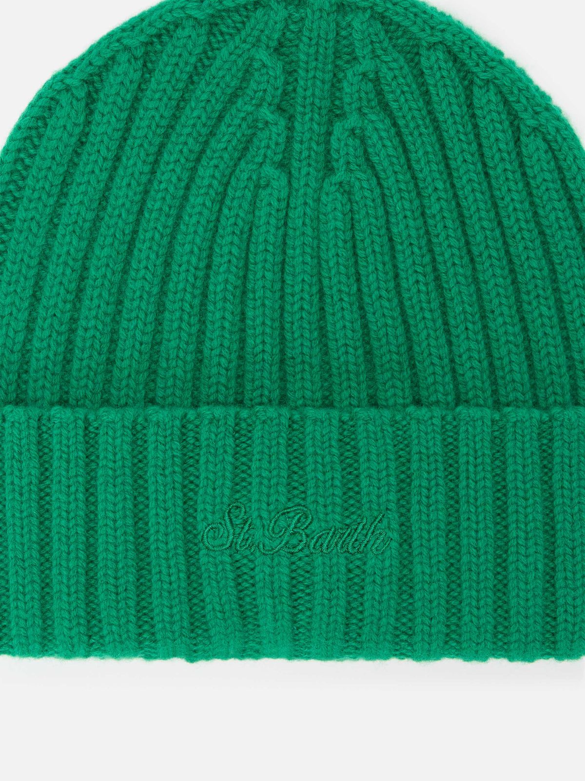Green Wengen wool beanie with logo embroidery