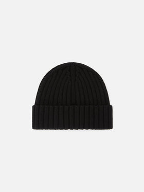 Black Wengen wool beanie with logo embroidery