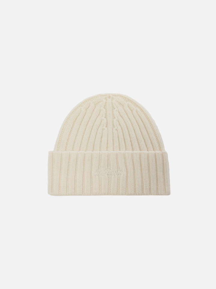 Wengen beanie in off-white 100% WOOL with St. Barth embroidery