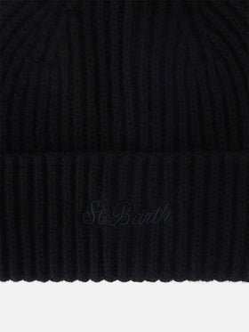 Gorro beanie Wengen de cachemir negro 