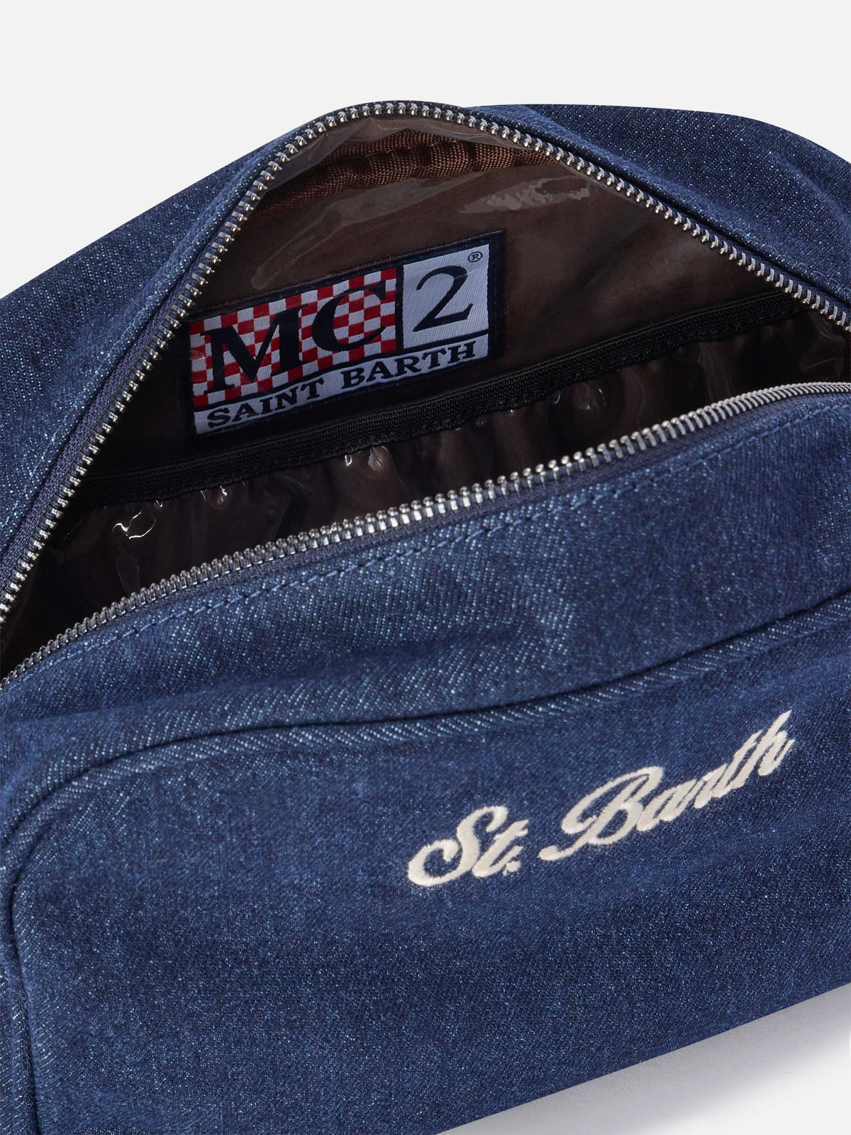Blue Beauty case Westwood en denim con bordado del logo 