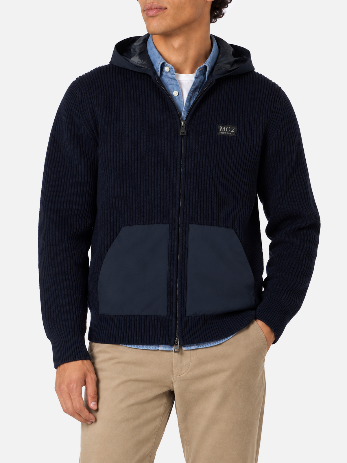 Navy blue Wiberg hooded full zip sweater
