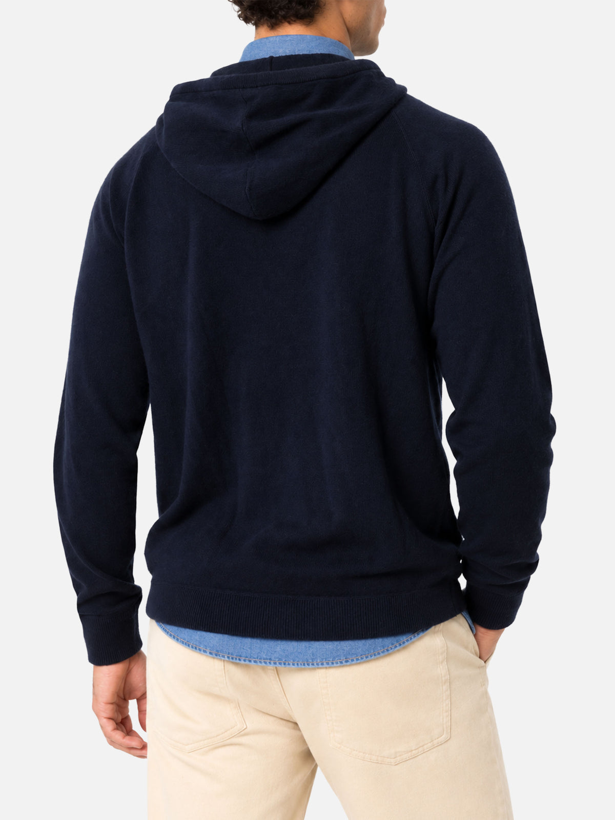 Maglione con cappuccio Mahony in lambswool blu navy