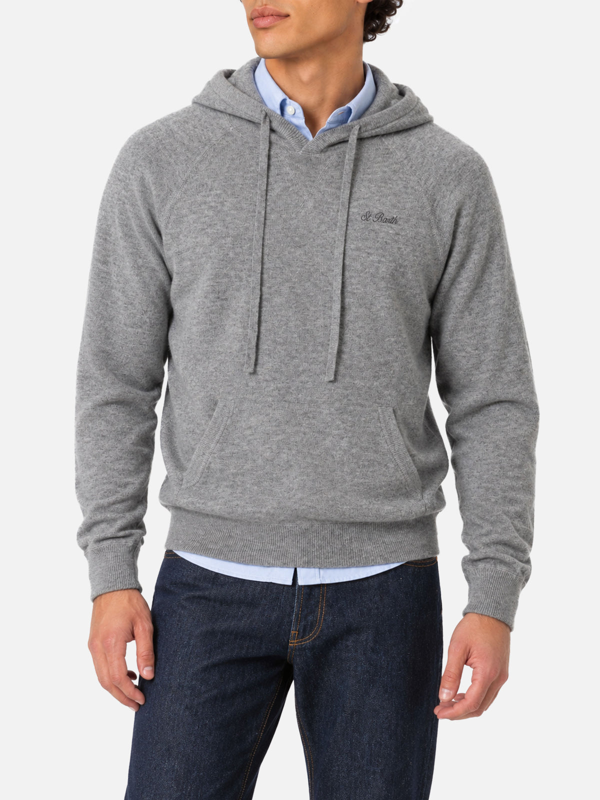 Maglione con cappuccio Willbur grigio melange