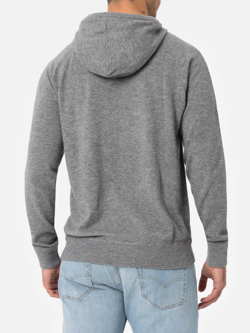 Man mélange grey cashmere blend hooded sweater Willbur