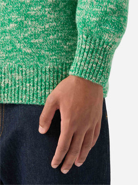 Grüner Green Wesley Wollstrick mit halbem Reißverschluss und Mouliné-Strick 