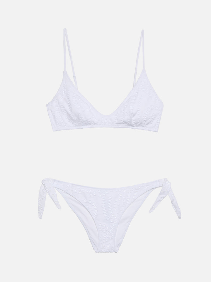 Yali black Sangallo lace classic swim briefs - Paloma white Sangallo lace scoop bralette