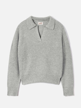 Polo de punto Grey Yaoni en lana con cuello 
