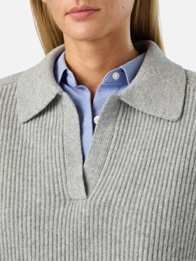 Polo de punto Grey Yaoni en lana con cuello 