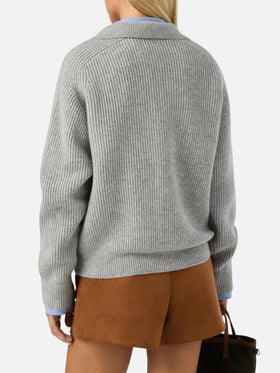 Polo de punto Grey Yaoni en lana con cuello 