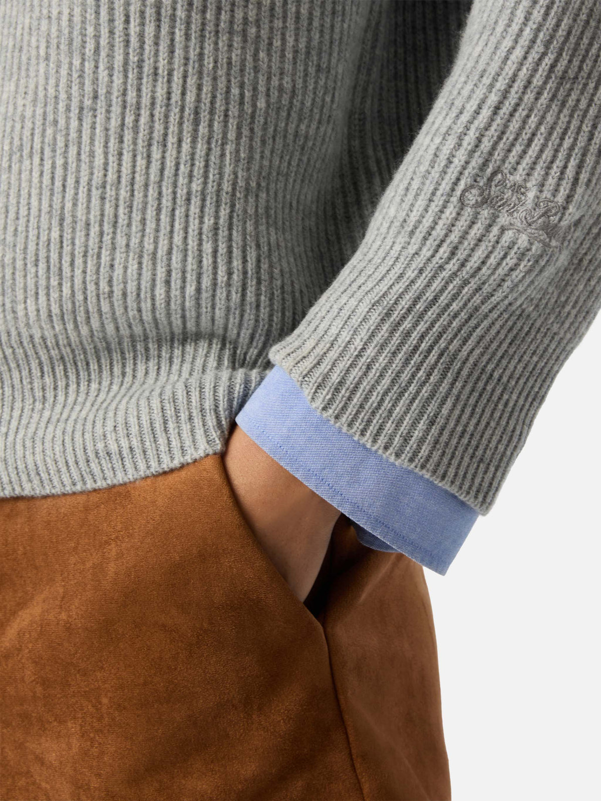 Polo de punto Grey Yaoni en lana con cuello 